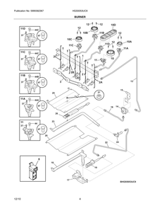 Burner Diagram and Parts List for HGS5053UC9  Bosch Range