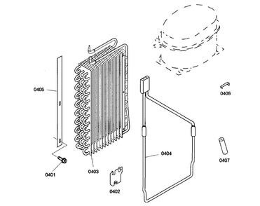 Evaporator Diagram and Parts List for KBUIT4865E01  Thermador Refrigerator
