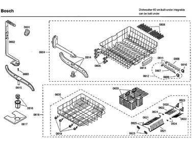 Rack Diagram and Parts List for SHX46L15UC 43 Bosch Dishwasher