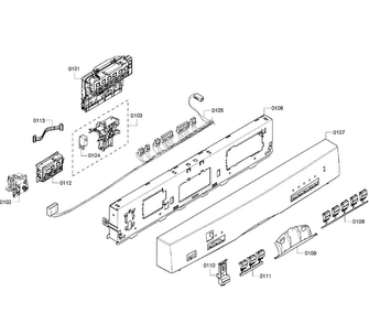 Control Panel Diagram and Parts List for SHE55M12UC 64 Bosch Dishwasher
