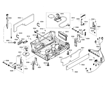 Base Diagram and Parts List for SHX68T52UC 02 Bosch Dishwasher