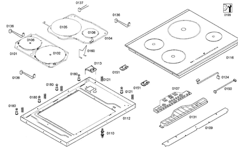 Panel Assy Diagram and Parts List for NIT5065UC 01 Bosch Cooktop