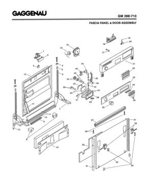 01 - FASCIA PANEL & DOOR ASSEMBLY Diagram and Parts List for GM288-710  Bosch Dishwasher