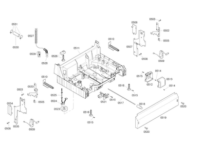 Base Assy Diagram and Parts List for SHE46C06UC 48 Bosch Dishwasher