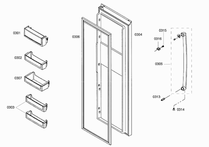 Right Door Diagram and Parts List for B20CS50SNS 01 Bosch Refrigerator