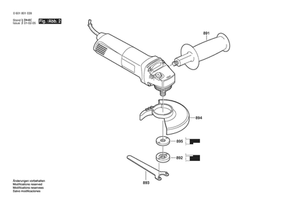 Section 2 Diagram and Parts List for GWS9-125 0601801039 Bosch Angle Grinder