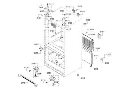 Cabinet Diagram and Parts List for B22CT80SNP 01 Bosch Refrigerator