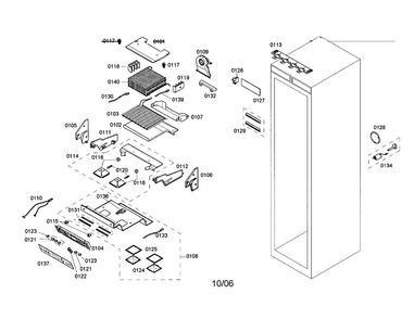 Freezer Section Diagram and Parts List for T18IF70PSS-01  Thermador Freezer