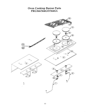 10 - OVEN COOKTOP BURNER Diagram and Parts List for PRG364GD  Bosch Range