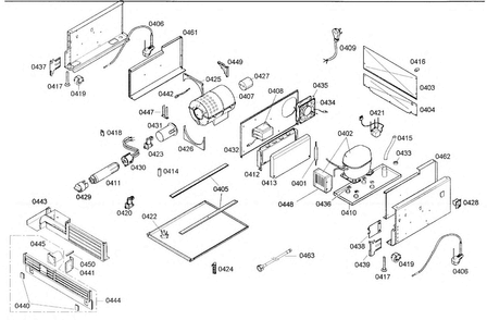 Compressor Diagram and Parts List for B24ID80NLP 01 Bosch Freezer