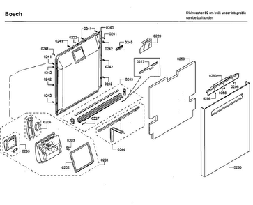 Door Diagram and Parts List for SHP68TL5UC 09 Bosch Dishwasher