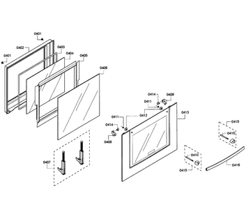 Door Assy Diagram and Parts List for HBL3460UC 04 Bosch Wall Oven