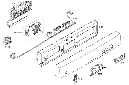 Control Panel Diagram and Parts List for SHE44C05UC 22 Bosch Dishwasher