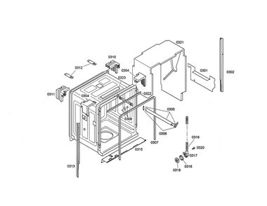 Tub Diagram and Parts List for SHE68M05UC 53 Bosch Dishwasher
