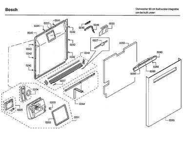 Door Diagram and Parts List for SHP65TL6UC 02 Bosch Dishwasher