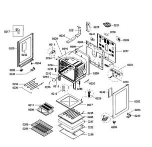 Oven Assy Diagram and Parts List for HES3063U 03 Bosch Range