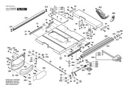 Section 1 Diagram and Parts List for GTS1041A-09 3601M13510 Bosch Table Saw