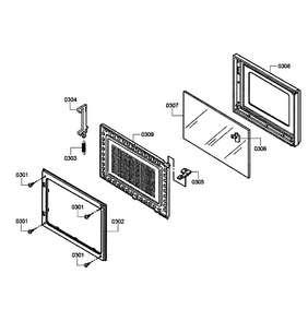 Door Assy Diagram and Parts List for HMB8020 01 Bosch Microwave