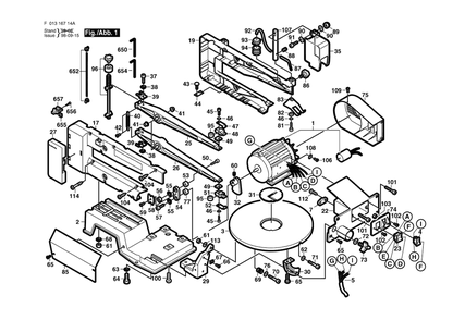 Diagram Diagram and Parts List for 1671 F 013 167 14A Bosch Scroll Saw
