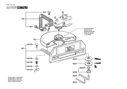 Section 2 Diagram and Parts List for GWS22-14 3601C65410 Bosch Angle Grinder