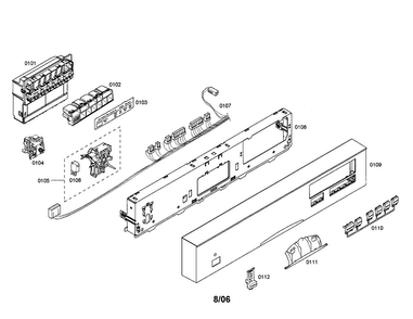 Fascia Panel/control Unit Diagram and Parts List for SHE47C02UC 18 Bosch Dishwasher