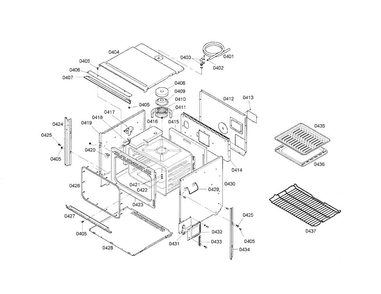 Body Diagram and Parts List for HBL5036AUC 01 Bosch Wall Oven
