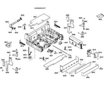 Base Assy Diagram and Parts List for SHX98M09UC 57 Bosch Dishwasher