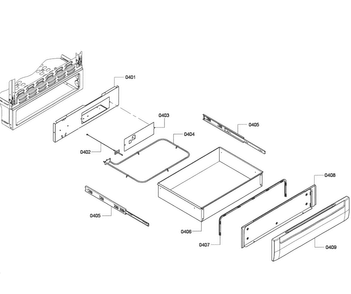 Drawer Assy Diagram and Parts List for HES7282U 04 Bosch Range