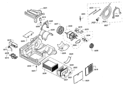 Base & Motor Assy Diagram and Parts List for WTB86201UC 02 Bosch Dryer