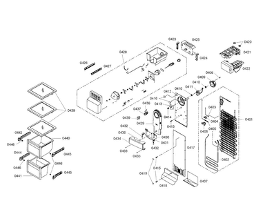 Freezer Section Diagram and Parts List for B20CS80SNS 01 Bosch Refrigerator