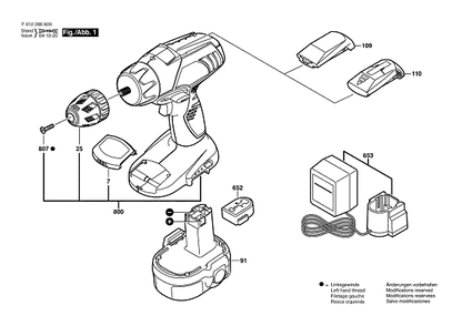 Bosch 2866 (F012286600) Diagram and Parts List for 2866 F012286600 Bosch Cordless Drill