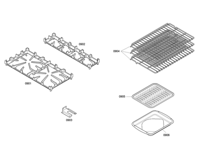 Grids/shelfs Diagram and Parts List for PRD304EHC 08 Thermador Range