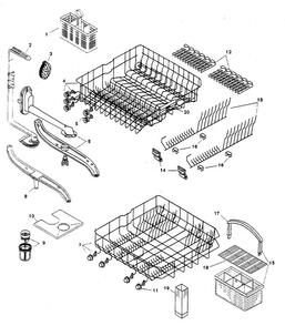 Rack Diagram and Parts List for SHU5307UC 12 Bosch Dishwasher