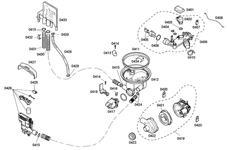 Pump Assy Diagram and Parts List for SHE42L12UC 47 Bosch Dishwasher