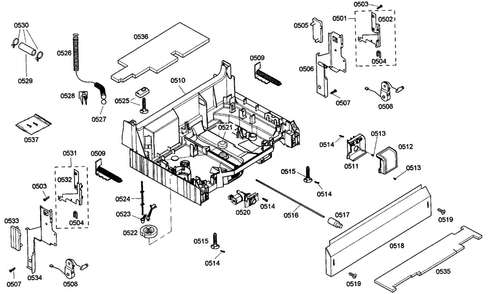 Base Assy Diagram and Parts List for SHE55M02UC 48 Bosch Dishwasher