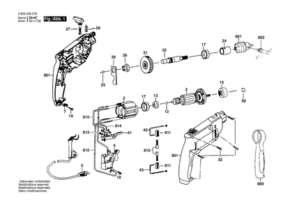 Section 1 Diagram and Parts List for PSB420REBRAS 0603246578 Bosch Hammer Drill