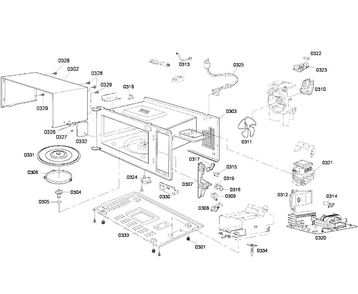 Cabinet Assy Diagram and Parts List for HMB5050 01 Bosch Microwave