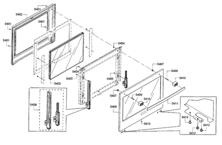 Door Diagram and Parts List for HBLP451UC 01 Bosch Wall Oven
