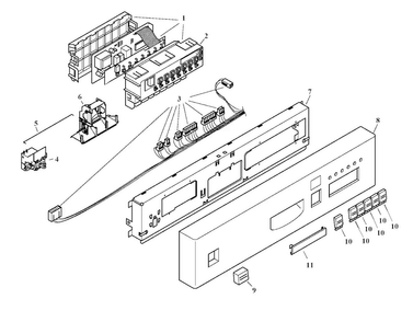 Control Panel Diagram and Parts List for SHU5302UC 10 Bosch Dishwasher