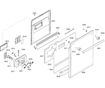 Door Assy Diagram and Parts List for DWHD410HFM 60 Thermador Dishwasher