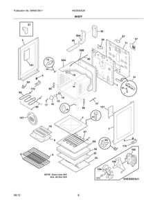 Body 2 Diagram and Parts List for HES5053U8  Bosch Range