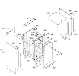 Cabinet Diagram and Parts List for SPV5ES53UC 14 Bosch Dishwasher