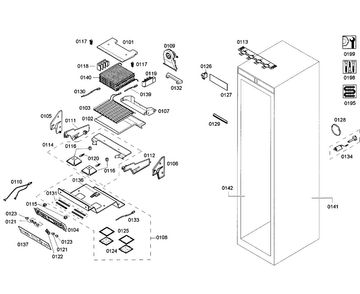 Cabinet Parts Diagram and Parts List for T18ID80NLP 41 Thermador Freezer