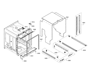 Cabinet Diagram and Parts List for SHX65T55UC 02 Bosch Dishwasher