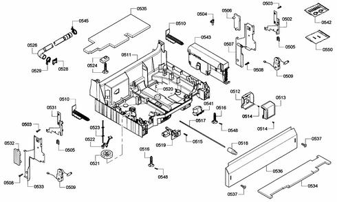 Base Assy Diagram and Parts List for S45KMK12UC 60 Bosch Dishwasher
