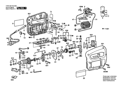 Section 1 Diagram and Parts List for 0603238437  Bosch Jig Saw