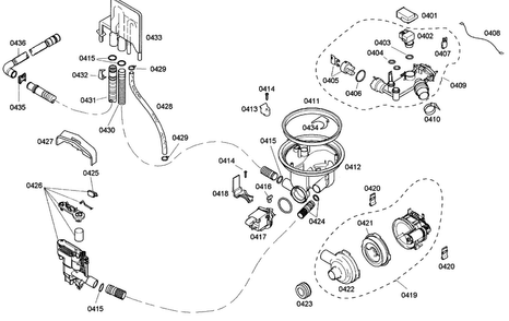 Pump Diagram and Parts List for SHE33M06UC 50 Bosch Dishwasher