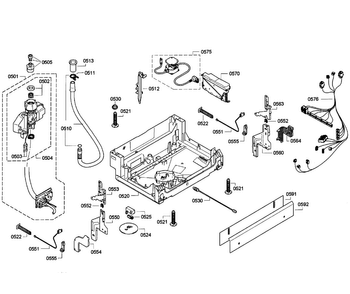 Base Assy Diagram and Parts List for SGE63E06UC 25 Bosch Dishwasher