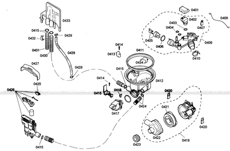Pump Diagram and Parts List for SHE33M06UC 46 Bosch Dishwasher