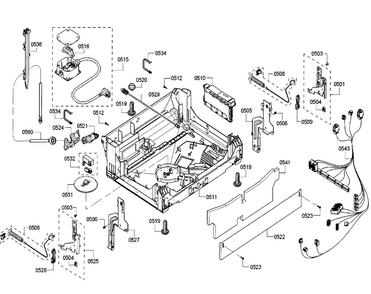 Base Diagram and Parts List for SHE53TF6UC 07 Bosch Dishwasher